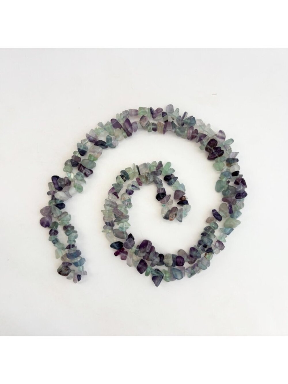 Multi Colored Purple & Green Flourite Chip Beaded Chip Vintage Necklace - 36" - Picture 3 of 13